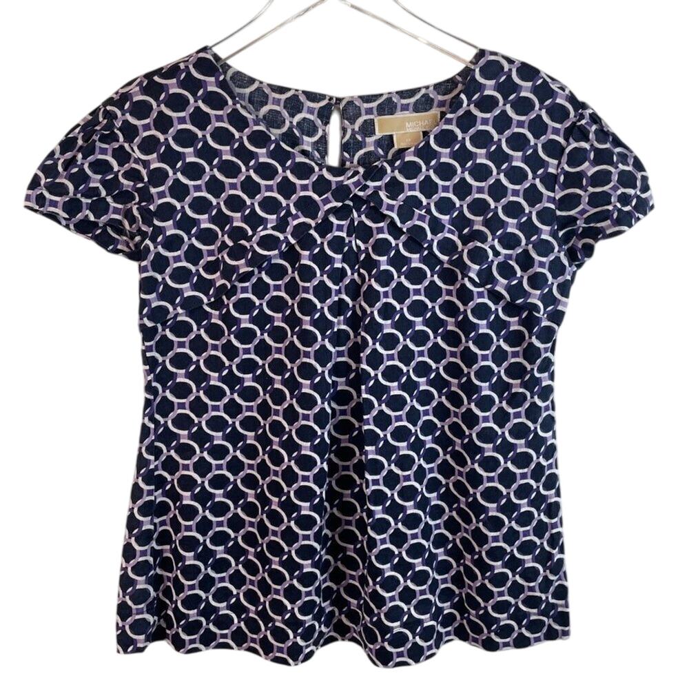 Michael Michael Kors Interlocking Rings Linen Blouse Top Size 10P